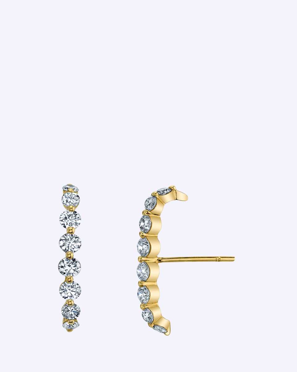 18K Yellow Gold Large Diamond Floating Ear Cuff